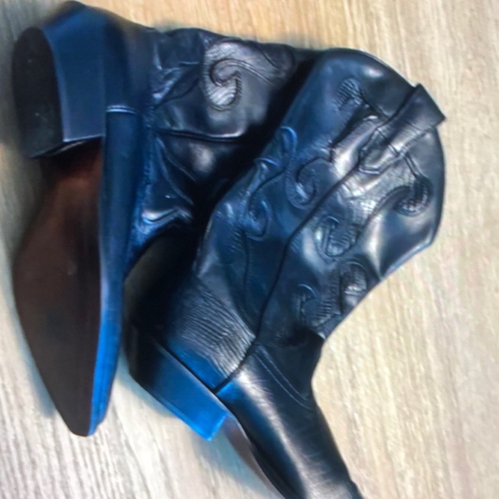 West black leather cowboy boot size 7 vintage